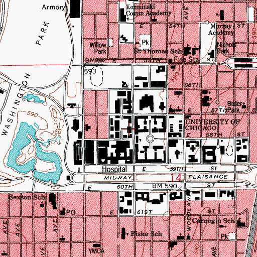Topographic Map of Henry Hinds Laboratory for the Geophysical Sciences, IL