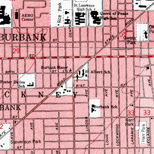 Topographic Map of Saint Albert the Great Catholic Church, IL