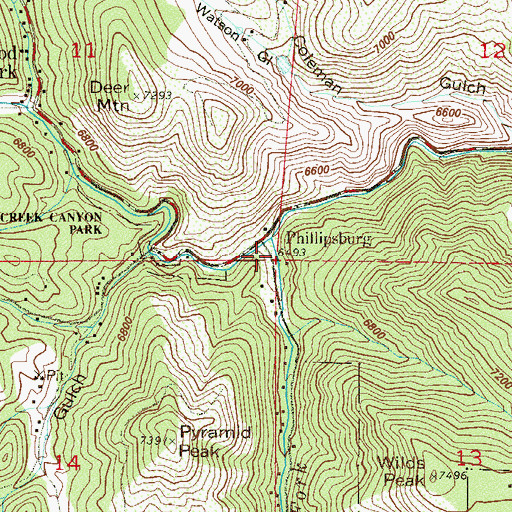 Topographic Map of South Fork Deer Creek, CO