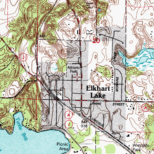 Topographic Map of Elkhart Lake - Glenbeulah Elementary / Middle School, WI