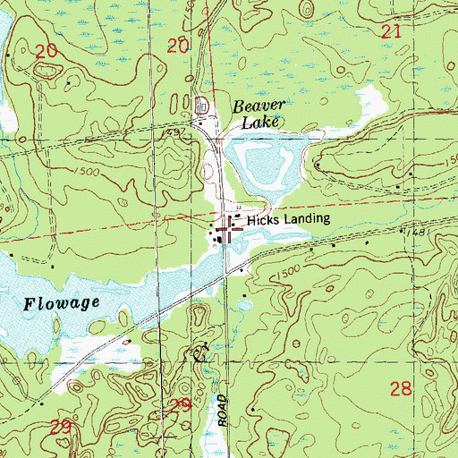 Topographic Map of Hicks Landing, WI