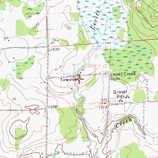 Topographic Map of Hill Townhall, WI