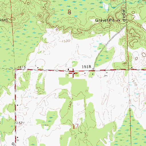 Topographic Map of Martins Hill School (historical), WI