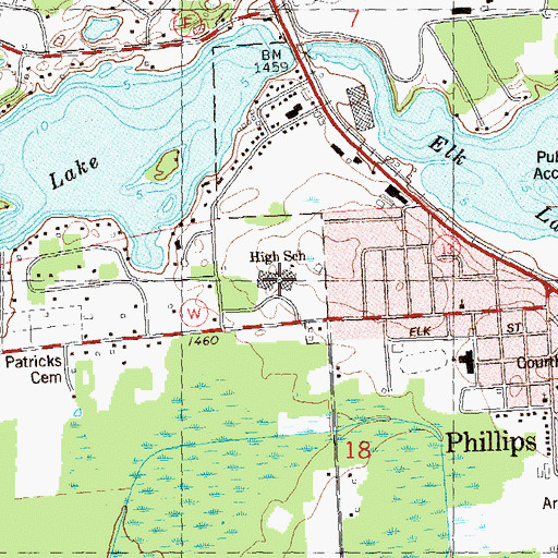 Topographic Map of Phillips High School, WI