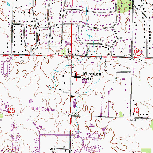 Topographic Map of Lake Shore Middle School, WI