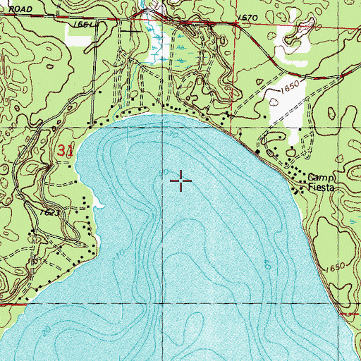 Topographic Map of Camp Fiesta, WI