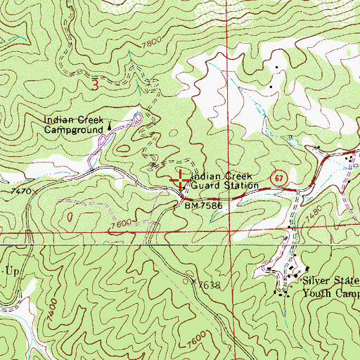 Topographic Map of Indian Creek Guard Station, CO
