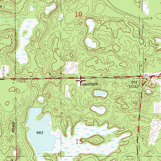 Topographic Map of Chicog Townhall, WI