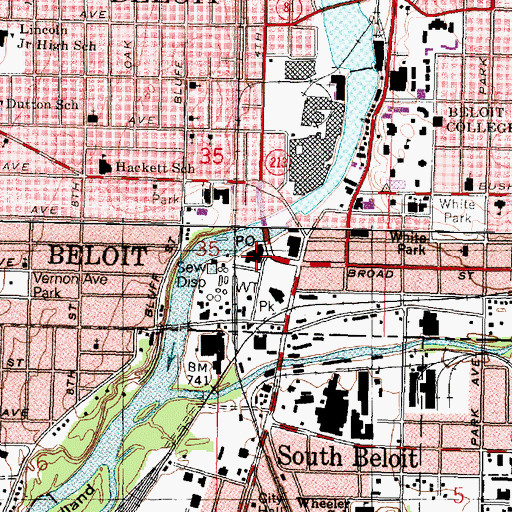 Topographic Map of Beloit Post Office, WI