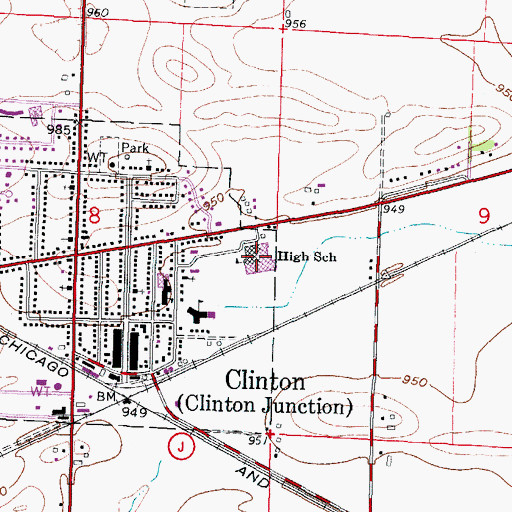 Topographic Map of Clinton Middle School, WI