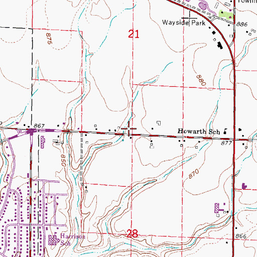 Topographic Map of Janesville Fire Department Station 4, WI