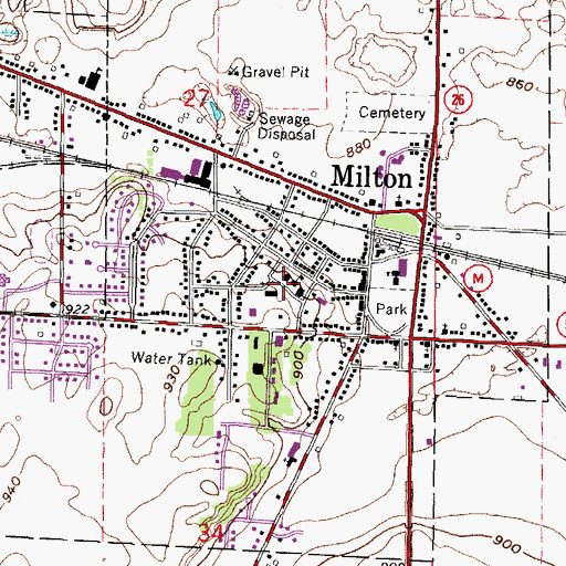 Topographic Map of Milton College Historic District, WI