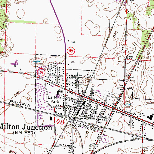 Topographic Map of Milton Grange Hall, WI
