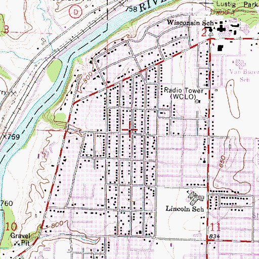 Topographic Map of Peace Lutheran Church, WI