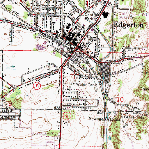 Topographic Map of Saint Johns Evangelical Lutheran Church, WI