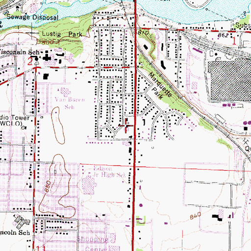Topographic Map of Saint Peters Lutheran Church, WI