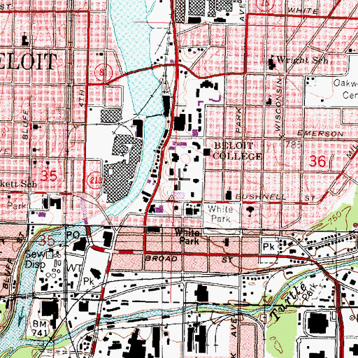 Topographic Map of South College, WI