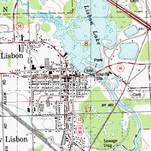 Topographic Map of New Lisbon Municipal Building, WI