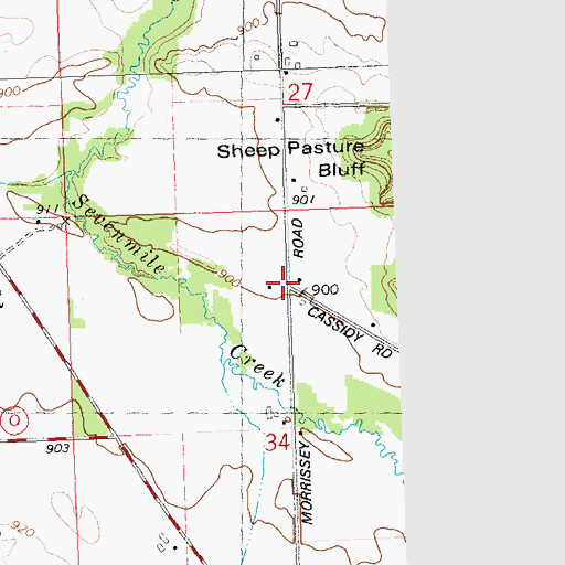 Topographic Map of Sheep Pasture Bluff School (historical), WI