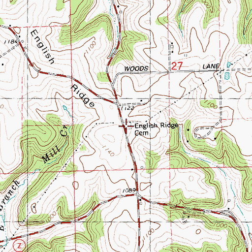 Topographic Map of English Ridge Cemetery, WI