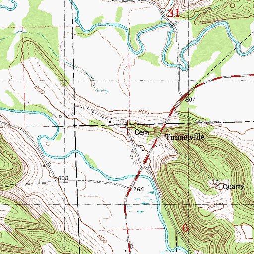 Topographic Map of Lawton Cemetery, WI