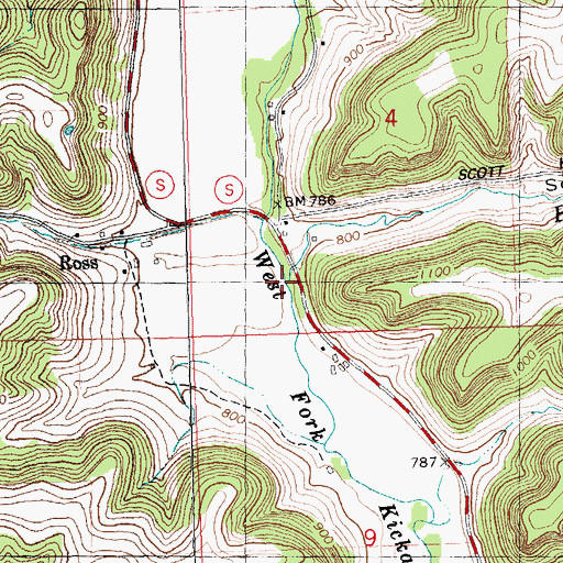 Topographic Map of Birds Creek, WI