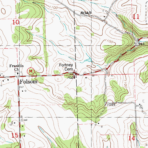 Topographic Map of Fortney Cemetery, WI