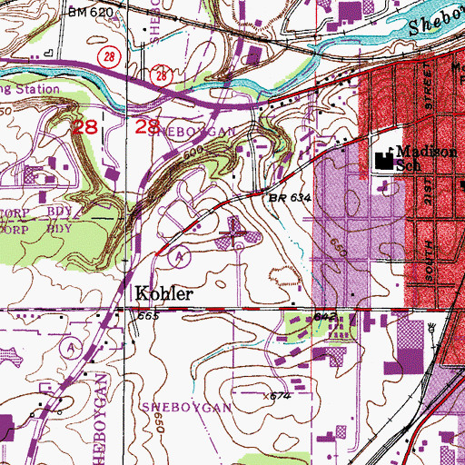 Topographic Map of Horace Mann Middle School, WI