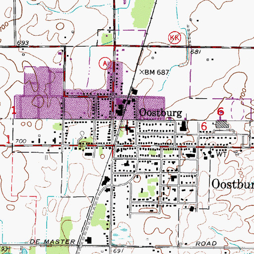 Topographic Map of Oostburg Upper Elementary School, WI
