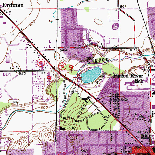 Topographic Map of Quarry Recreational Center, WI