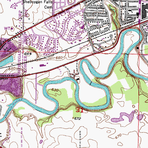 Topographic Map of River Bend, WI