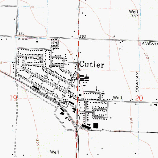 Topographic Map of Cutler Elementary School, CA