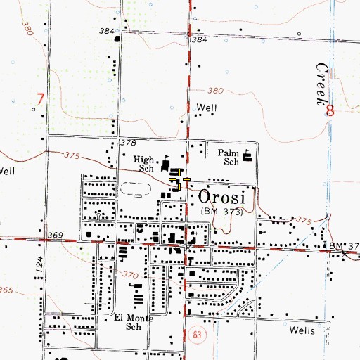 Topographic Map of Orosi High School, CA
