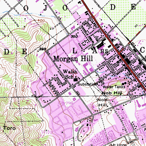 Topographic Map of Interdenominational Church of Morgan Hill, CA