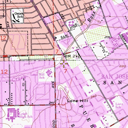Topographic Map of San Jose Christian Reformed Church, CA