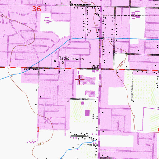 Topographic Map of Visalia Mall Shopping Center, CA