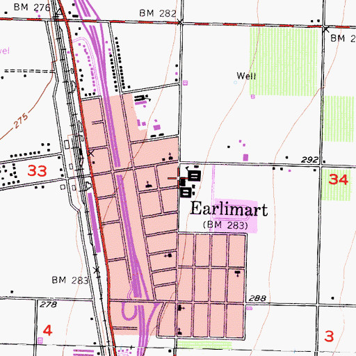 Topographic Map of Earlimart Elementary School, CA