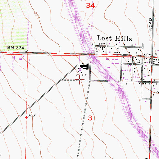 Topographic Map of Lost Hills Park, CA
