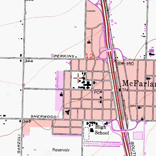 Topographic Map of McFarland Middle School, CA