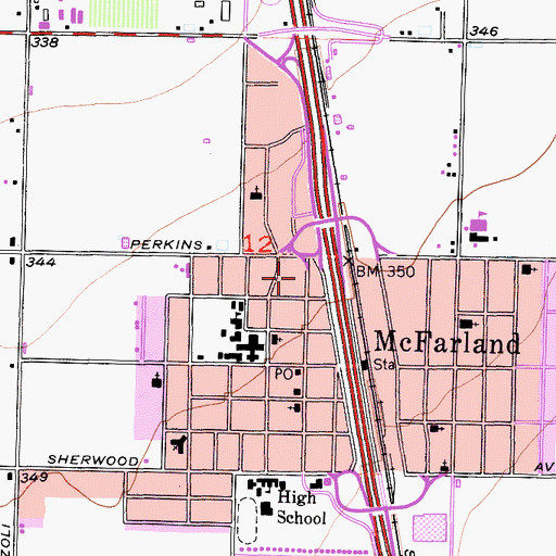 Topographic Map of Mc Farland Post Office, CA