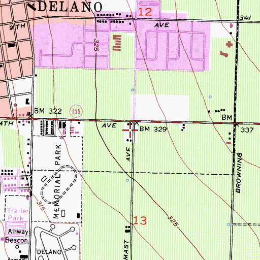 Topographic Map of Delano Post Office, CA