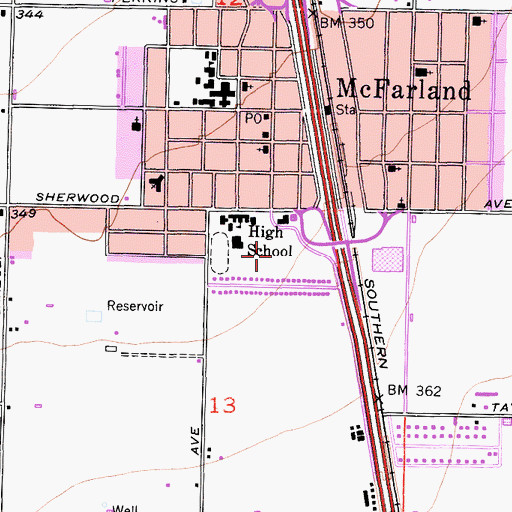 Topographic Map of McFarland Park, CA