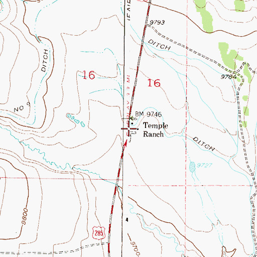 Topographic Map of Temple Ranch, CO