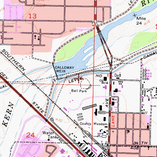 Topographic Map of Sam Lynn Ball Park, CA