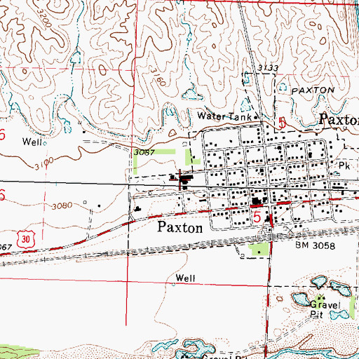 Topographic Map of Paxton Consolidated Schools, NE