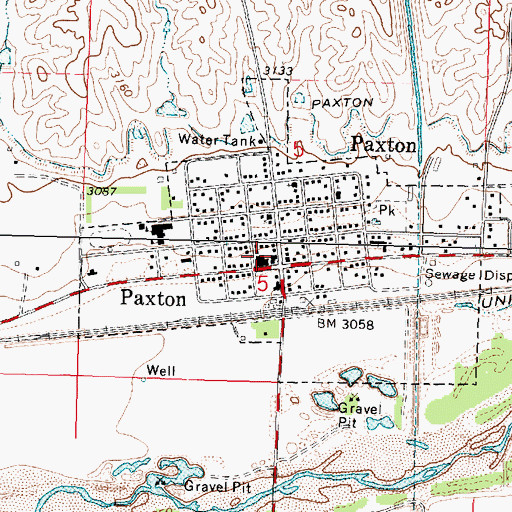 Topographic Map of Paxton Police Department, NE