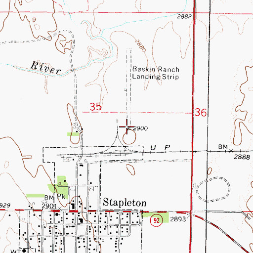 Topographic Map of Baskin Ranch Landing Strip (historical), NE