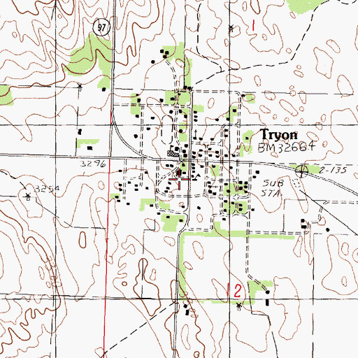 Topographic Map of McPherson County Rural Fire Department, NE