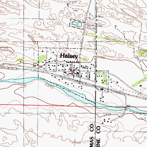 Topographic Map of Halsey Rural Fire District, NE