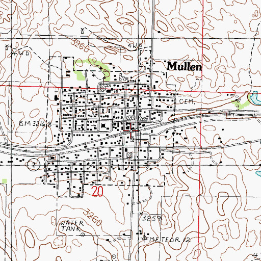 Topographic Map of Mullen, NE